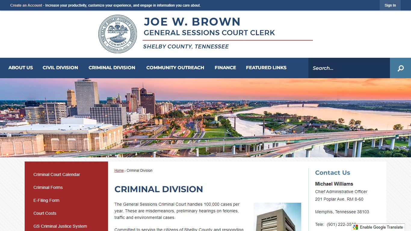 Criminal Division | Shelby County Courts, TN - Official ...